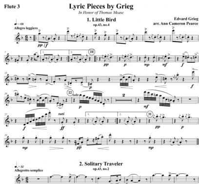 Lyric Pieces for flute ensemble | ScoreVivo