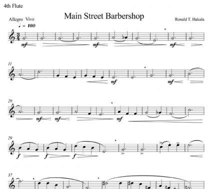 Main Street Barbershop for flute quartet | ScoreVivo