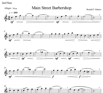 Main Street Barbershop for flute quartet | ScoreVivo