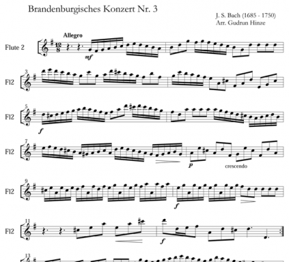 Brandenburg Concerto No. 3, Allegro for flute ensemble | ScoreVivo