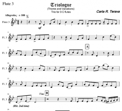 Triologue for flute ensemble | ScoreVivo