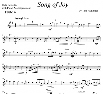 Song of Joy for flute ensemble and piano | ScoreVivo