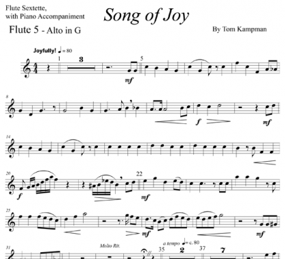 Song of Joy for flute ensemble and piano | ScoreVivo