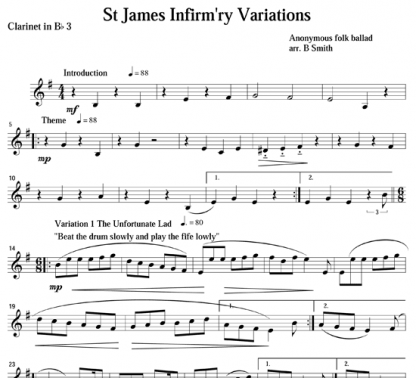 Saint James Infirm'ry Variations for clarinet ensemble | ScoreVivo