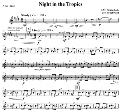 Night in the Tropics for flute octet | ScoreVivo