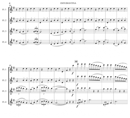 Estudiantina for flute quartet | ScoreVivo