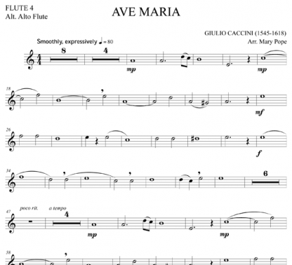 Ave Maria for flute quintet & piano by Caccini | ScoreVivo
