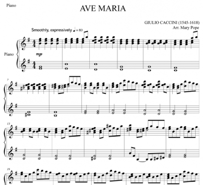 Ave Maria for flute quintet & piano by Caccini | ScoreVivo