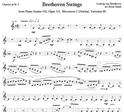 Beethoven Swings for clarinet quartet | ScoreVivo