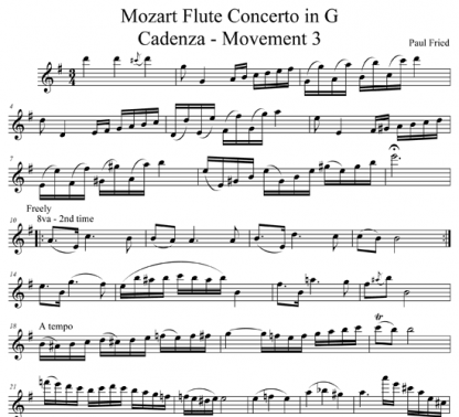 Six Mozart Cadenzas for flute solo | ScoreVivo