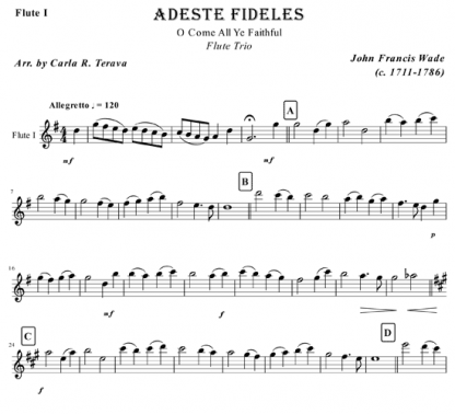 Adeste Fideles for flute trio | ScoreVivo