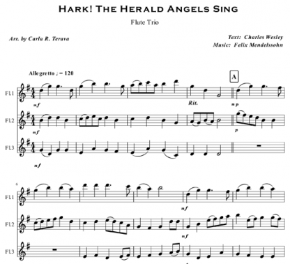 Hark! The Herald Angels Sing for flute trio | ScoreVivo