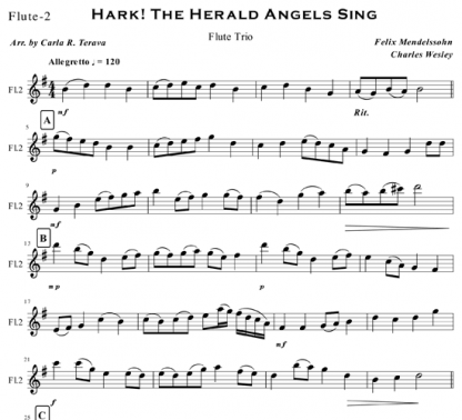 Hark! The Herald Angels Sing for flute trio | ScoreVivo