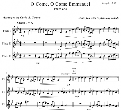 O Come, O Come Emmanuel for flute trio | ScoreVivo