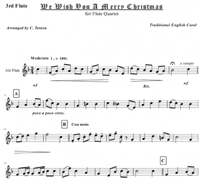 We Wish You A Merry Christmas for flute quartet | ScoreVivo