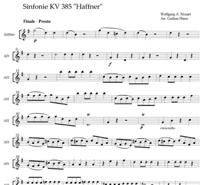 Haffner Sinfonie Finale for flute quintet | ScoreVivo