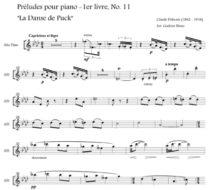 La Danse de Puck for flute quintet | ScoreVivo