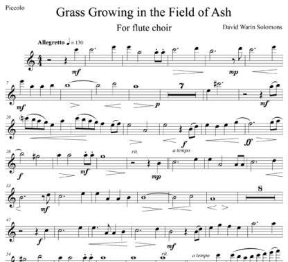 Grass Growing in the Field of Ash for flute septet | ScoreVivo