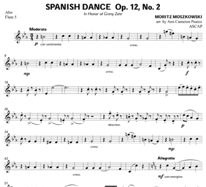 Spanish Dance, Op. 12, No. 2 for flute sextet | ScoreVivo
