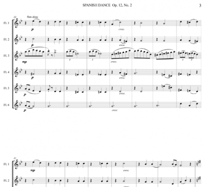 Spanish Dance, Op. 12, No. 2 for flute sextet | ScoreVivo