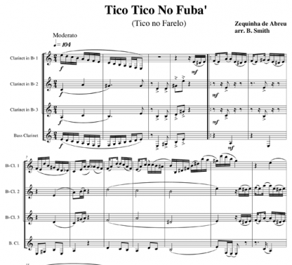 Tico Tico no Fuba for clarinet quartet | ScoreVivo
