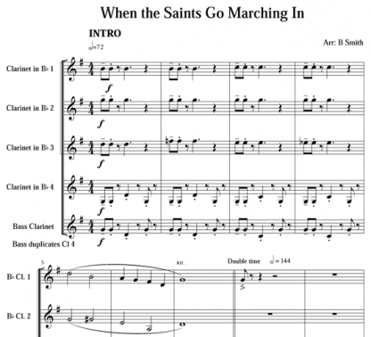 When the Saints Go Marching In for clarinet quartet | ScoreVivo