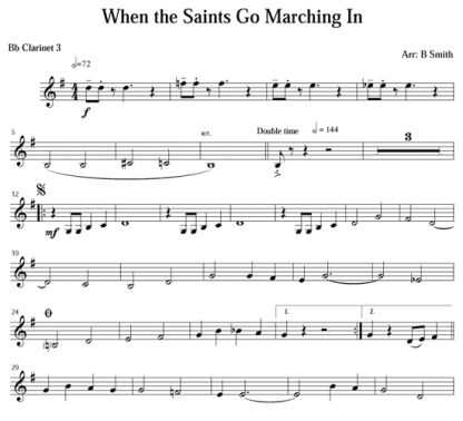 When the Saints Go Marching In for clarinet quartet | ScoreVivo