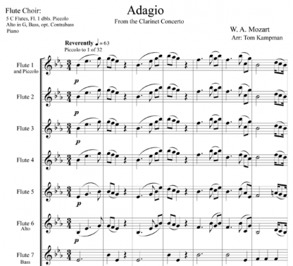 Adagio for flute choir and piano | ScoreVivo