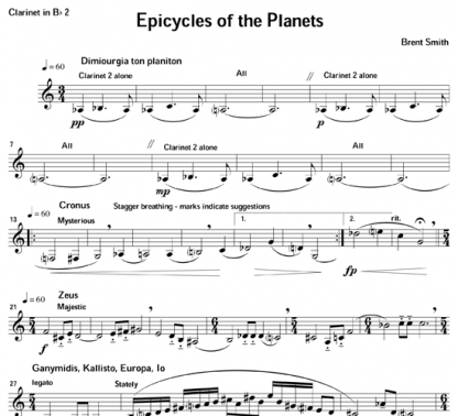 Epicycles of the Planets for clarinet quartet | ScoreVivo
