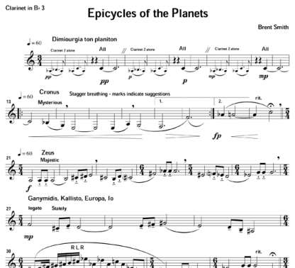 Epicycles of the Planets for clarinet quartet | ScoreVivo