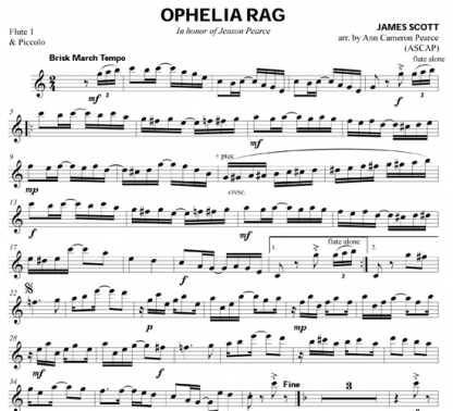 Ophelia Rag for flute sextet | ScoreVivo