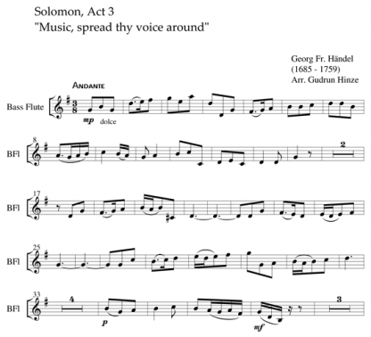 Music, Spread Thy Voice Around, from Solomon for flute quintet | ScoreVivo