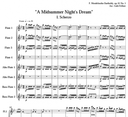 Scherzo, A Midsummer Night's Dream for flute octet | ScoreVivo