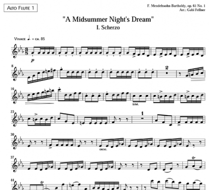 Scherzo, A Midsummer Night's Dream for flute octet | ScoreVivo