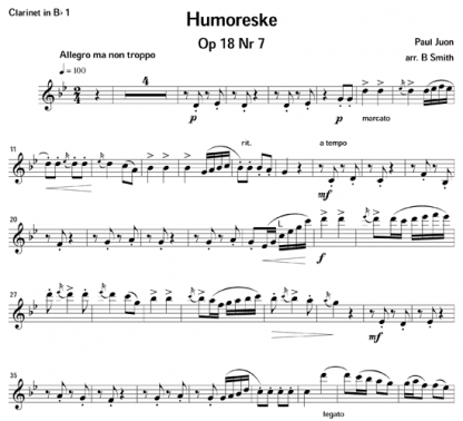 Humoreske for clarinet quartet | ScoreVivo
