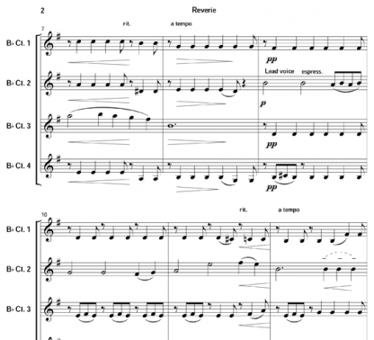 Reverie for clarinet quartet | ScoreVivo