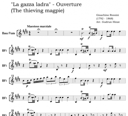 The Thieving Magpie, Overture for flute quintet | ScoreVivo