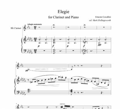 Elegie for clarinet and piano | ScoreVivo