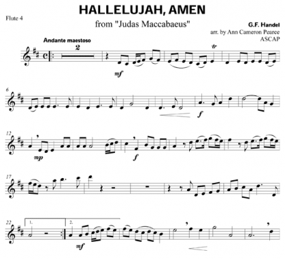 Hallelujah, Amen for flute sextet | ScoreVivo