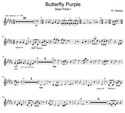 Butterfly Purple for flute ensemble | ScoreVivo