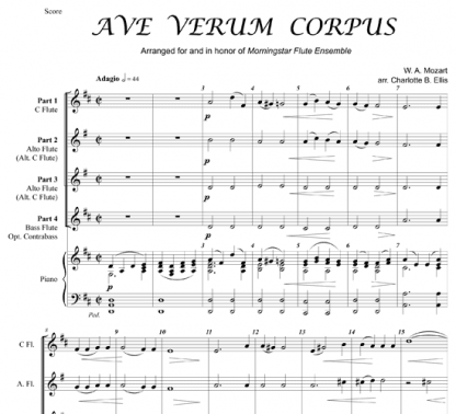 Ave Verum Corpus for flute quartet and piano | ScoreVivo
