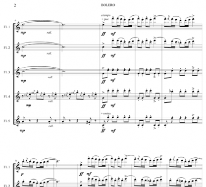 Bolero, Spanish Dance Op 5 No 12 for flute quintet | ScoreVivo