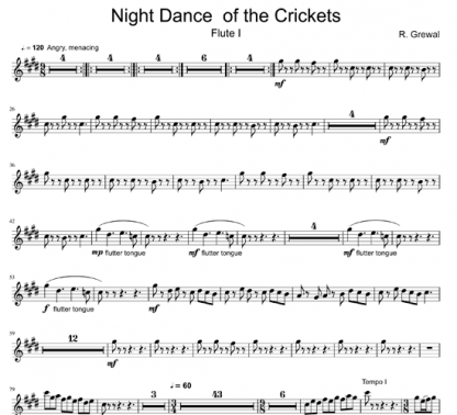 Night Dance of the Crickets for flute sextet | ScoreVivo