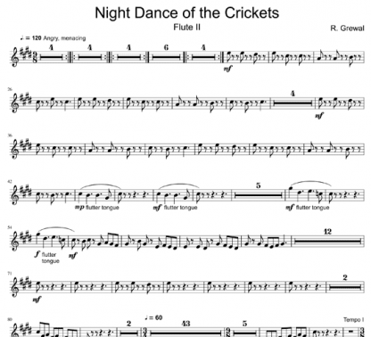 Night Dance of the Crickets for flute sextet | ScoreVivo