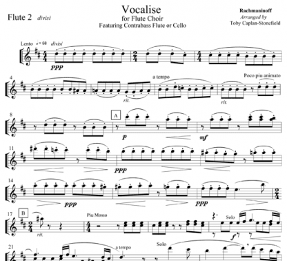Vocalise for flute octet and cello | ScoreVivo