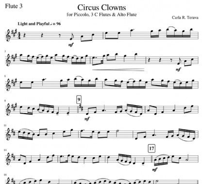 Circus Clowns for flute quintet | ScoreVivo