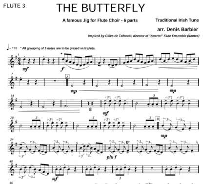 The Butterfly for flute sextet (optional strings) | ScoreVivo