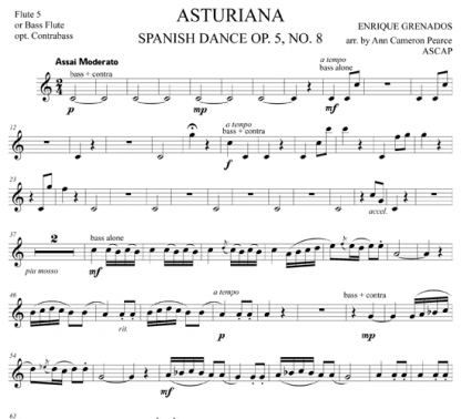 Asturiana, Spanish Dance, Op. 5, No. 8 for flute quintet | ScoreVivo