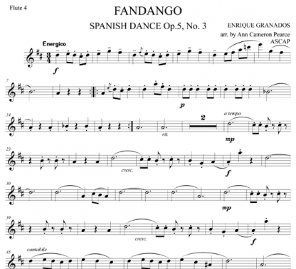 Fandango, Spanish Dance, Op 5, No 3 for flute quintet | ScoreVivo