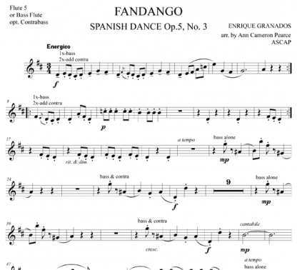 Fandango, Spanish Dance, Op 5, No 3 for flute quintet | ScoreVivo